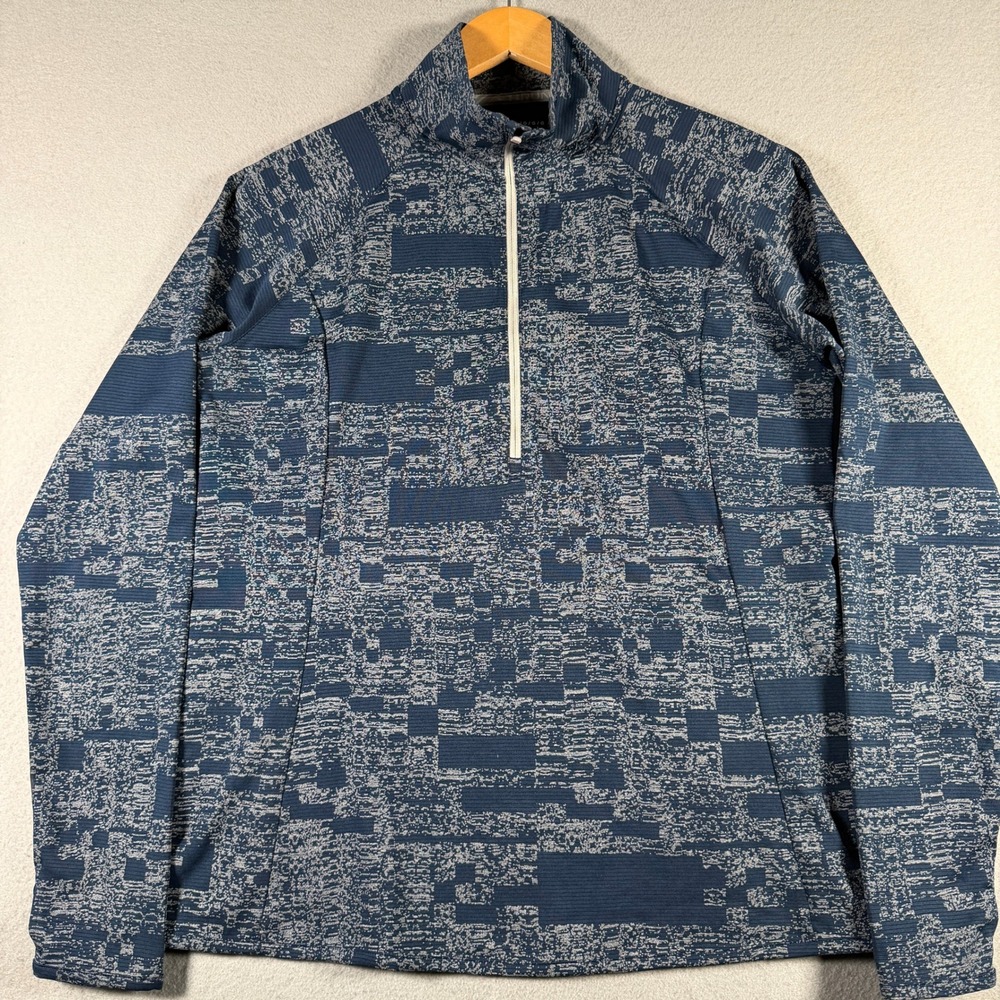 Under Armour UA Run Mens Large Blue Glitch Print 1/4 Zip Pullover 1312143